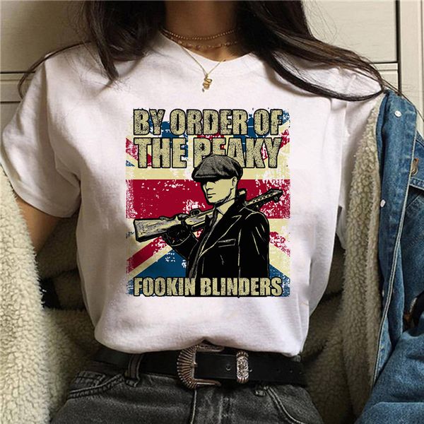 

peaky blinder t shirt women harajuku ullzang graphic t-shirt funny cartoon 90s tshirt aesthetic korean style tees female, White