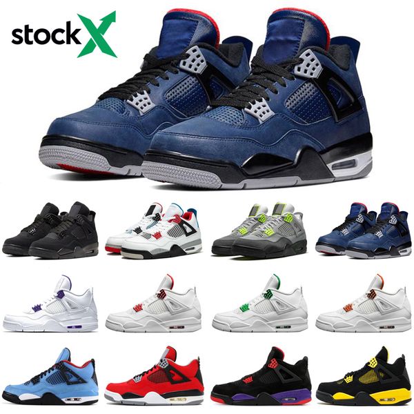 

2020 jumpman 4 4s cactus jack stock x men womens basketball shoes neon black cat court purple pine green mens trainers sports sneakers, White;red