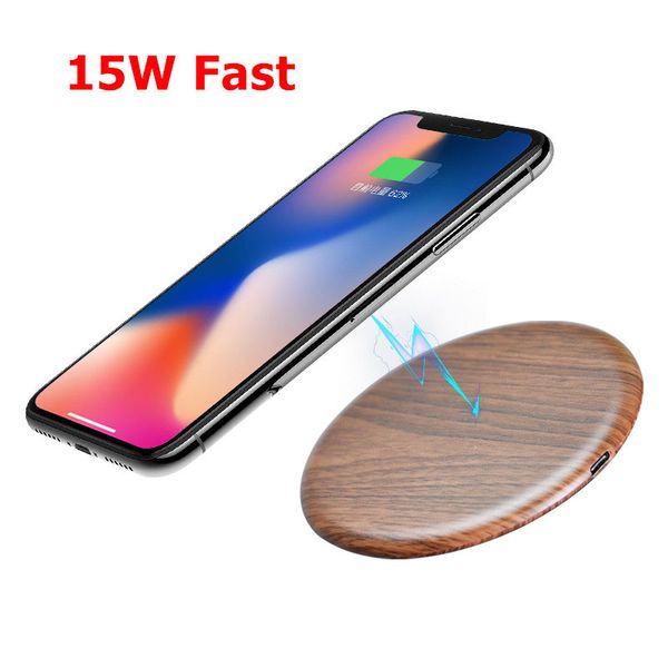 

15w wireless charger pad qi fast charging wood grain wireless charging pad for iphone 11 pro max samsung note10 huawei lg xiaomi