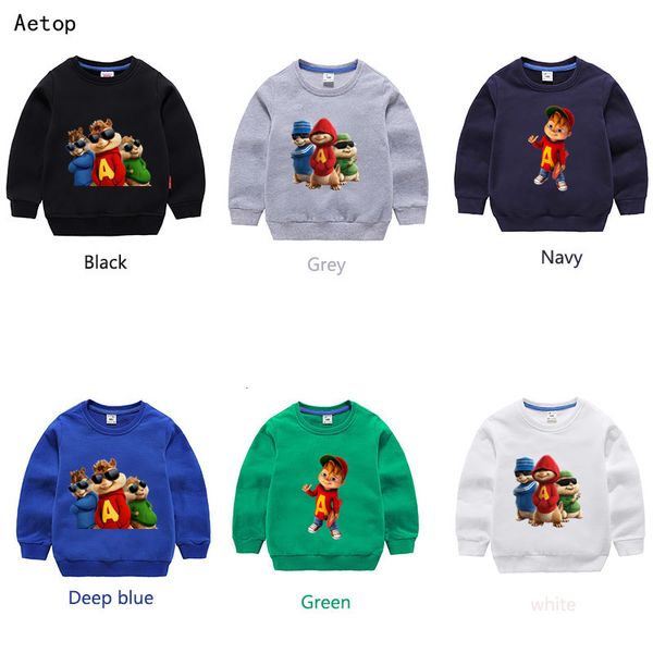 

2019 boys girls alvin and the chipmunks funny splicing color kid summer o-neck children cartoon t shirt baby sweatshirt, Black