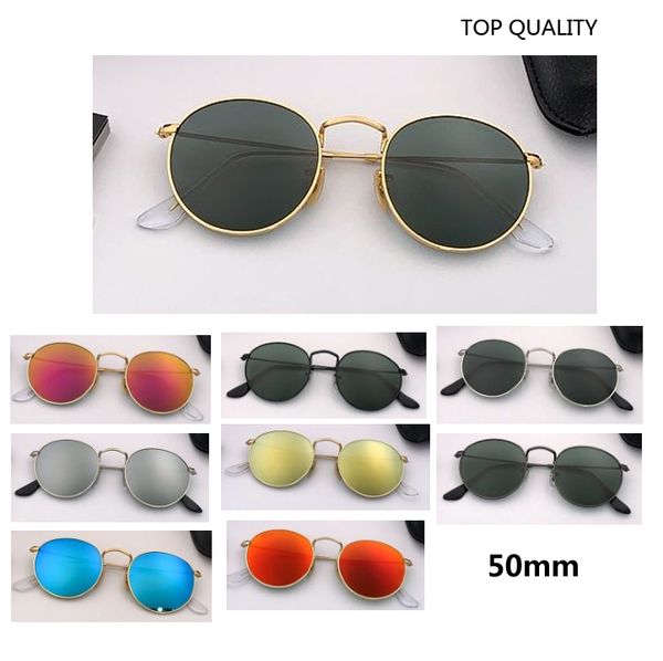 

2020 sun sunglass vintage fashion 50mm men sunglasses brand metal 001 women uv400 flash gafas lens retrol designer 029 glass glasses round, White;black