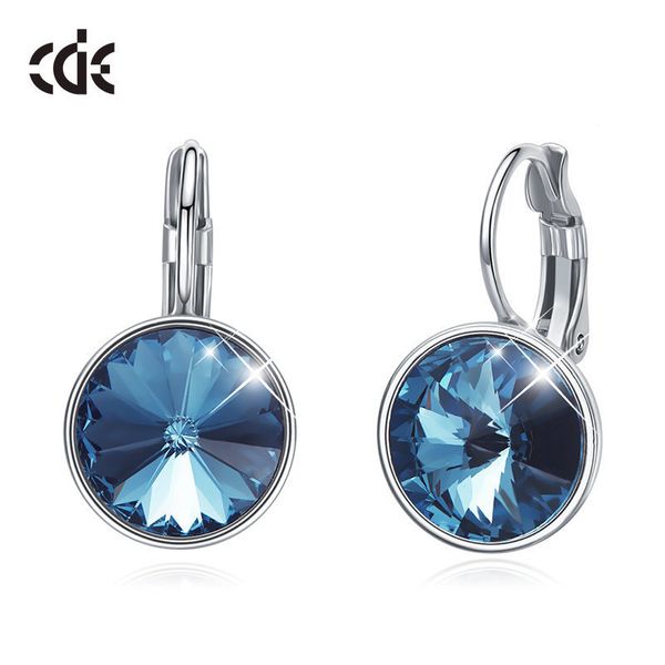 

women drop earrings embellished with crystals from swarovski round charm drop earrings popular romantic fine jewelry gifts, Golden;silver