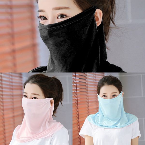 

nvpcn summer new outdoor cycling half face mask neck elastic ice sport bike cool scarf bicycle fabric sun protection facemask hot, Black