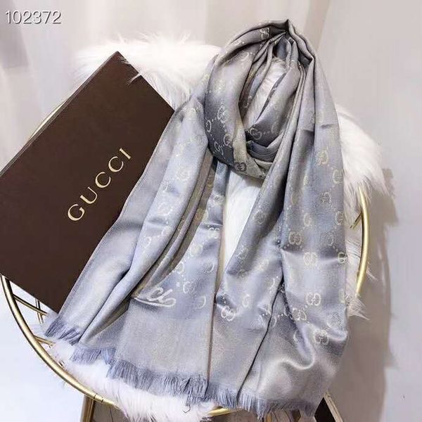 

designer silk scarf fashion man womens luxury 4 seasons shawl scarf brand scarves size about 180x70cm 6 color with gift packing optional, Blue;gray