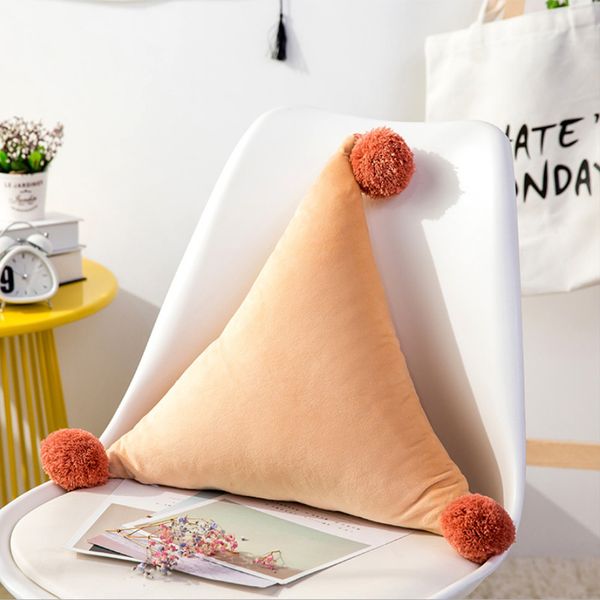

triangular cushion pompom ball nordic sofa living room decoration birthday gift myding