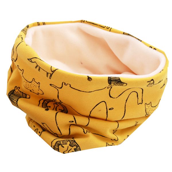 

new 2019 autumn winter children o ring magic neckerchief cotton plush kids scarf cartoon style boys girls scarves child collar, Red;brown