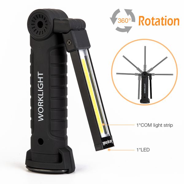 

led work light bar 5mode torch handheld inspection lamp car lamp rechargeable magnetic cob cordless worklight multifunction tool