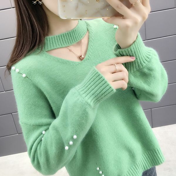 

knit sweater women's elegant skinny slim pullover and sweater 2018 fall winter pullover pink, White;black