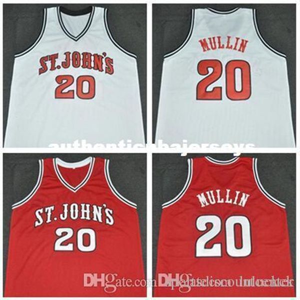 

factory outlet custom #20 chris mullin st john's college home retro basketball jersey white red stitched jersey customize any siz, Black;blue