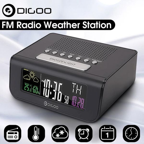 

digoo -fr100 color wireless fm radio clock digital snooze dual-alarm clock weather forecast calendar temperature humidity