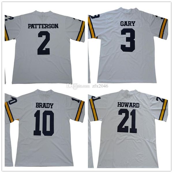 

NCAA Michigan Wolverine #12 Tom Brady 10 #3 Rashan Gary #2 Shea Patterson #21 Desmond Howard Men's College Football Jerseys Stitched