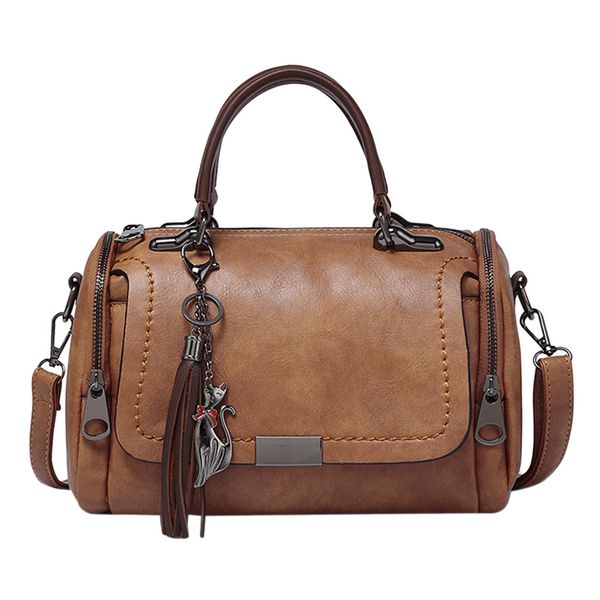 

40#leather shoulder bag strap high-volume fashion tassel cross lapshoulder bag women simple crossbody tote