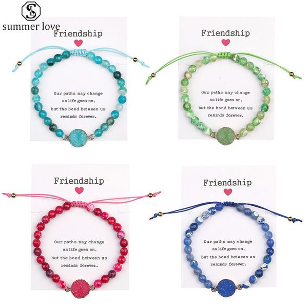 

дизайнер ювелирных изделий женщины rope браслеты дружба любовь шарм богемный стиль браслет элегантный браслет агат камень мода аксессуары-z, Black