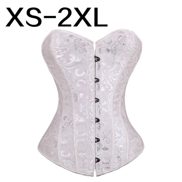 

bordado deshuesado entrenador de cintura brocade corses y bustiers encaje arriba corselet gothic plus size s-2xl cuerpo sha, Black;white