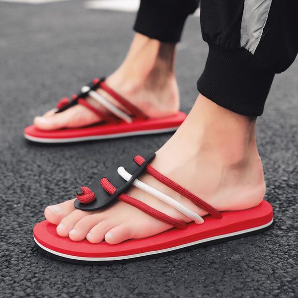 

men summer slippers outdoor indoor casual flip flops shoes beach sandals multi-straps clip toe men shoes slide zapatos de hombre, Black