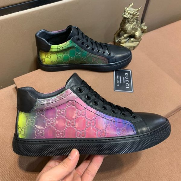 

a4 fashion flat casual shoes men's shoes luxury comfortable sports shoes gradient color original box packaging zapatos hombre, Black