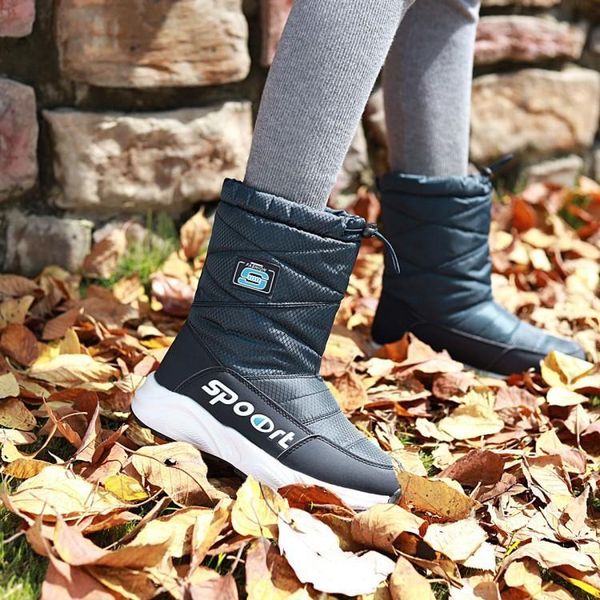 

new women winter boots satin sleeve thick round head flat sports women's cotton shoes russian style simple elastic band shoes, Black