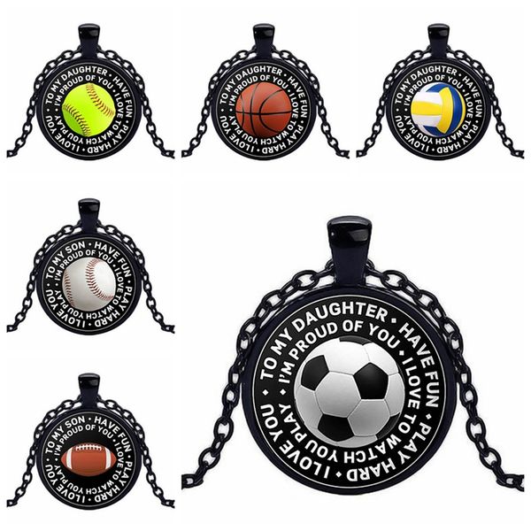 

new fashion soccer basketball volleyball baseball football tennis p crystal glass cabochon pendant necklace jewelry, Silver