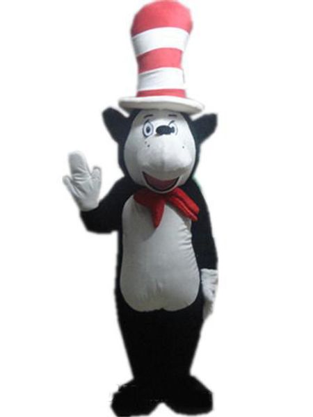 2019 Factory Outlets un costume da mascotte di topo nero con un cappello alto da indossare per adulti
