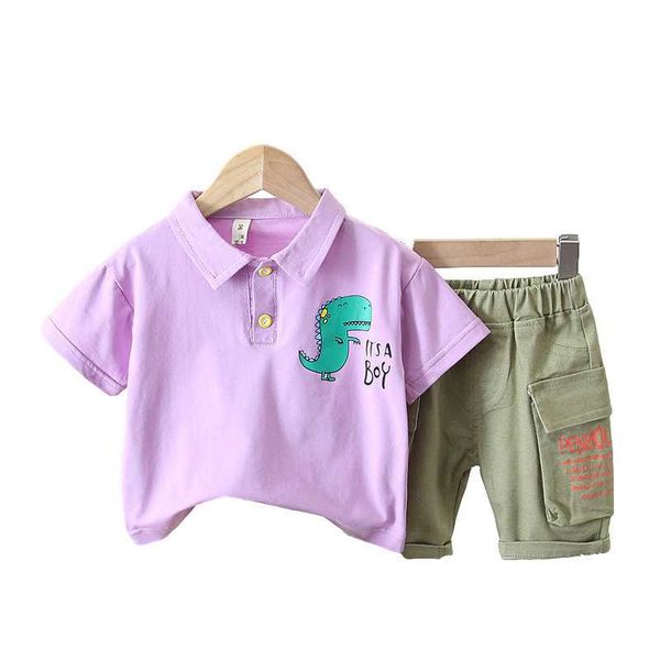 

new summer children fashion clothes baby boys girls lapel t shirt shorts 2pcs/sets kid infant clothing toddler casual sportswear, White