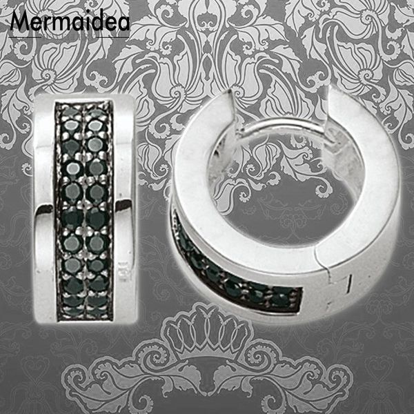 

creole black hinged hoop earrings cubic zirconia fashion jewelry black round 925 sterling silver gift for women men 2020 new, Golden