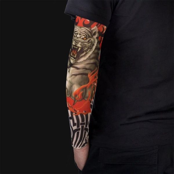 

6pcs nylon elastic tattoo sleeve designs body arm stockings protector outdoor new cool stretch tattoo sleeves support n20, Black;gray