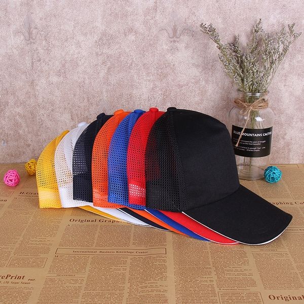 

outdoor gauze advertising hat printable embroidery baseball cap baseball cap polyester cotton sun hat printing, Blue;gray