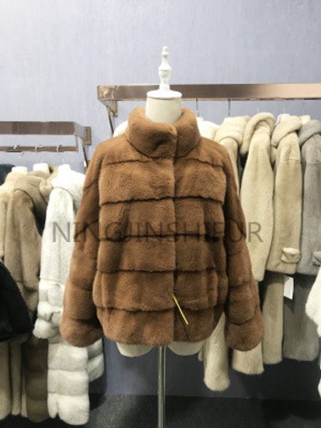 

real fur short стиль норковая шуба норка зимы женщин природные шубы и куртки женщины длинные теплый винтажная одежда женщин, Black