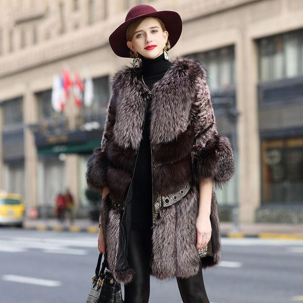 

natural real fur coat female fur collar 100% wool jacket winter coat women clothes 2020 vintage double-faced zt4081, Black