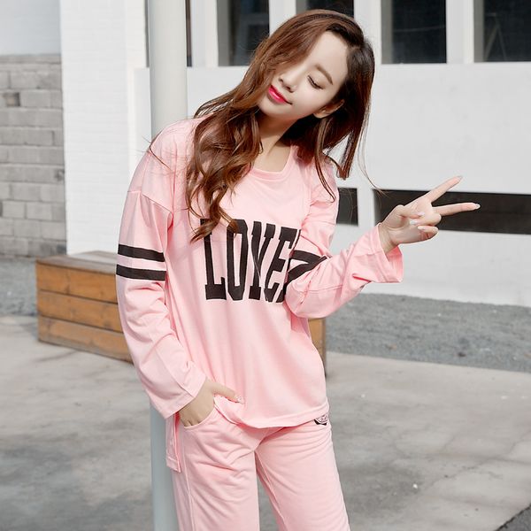 

wavmit autumn winter 2018 women pajamas sets long sleeve print cute sleepwear big girl pijamas mujer leisure pajamas for women, Blue;gray