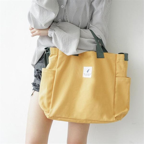 

2019 literary canvas cross-body bag female hit color handbag casual wild canvas eco-friendly shopping bag shoulder