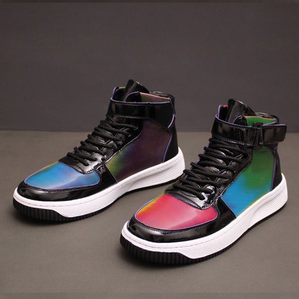 

2020 trends hip hop shoes high men's winter shoes fashion men ankle boots 8#20/20e50, Black