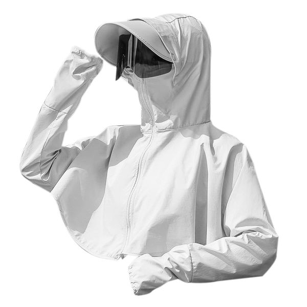 

women rainproof cycling jacket windproof sunscreen hat 3 set, Black