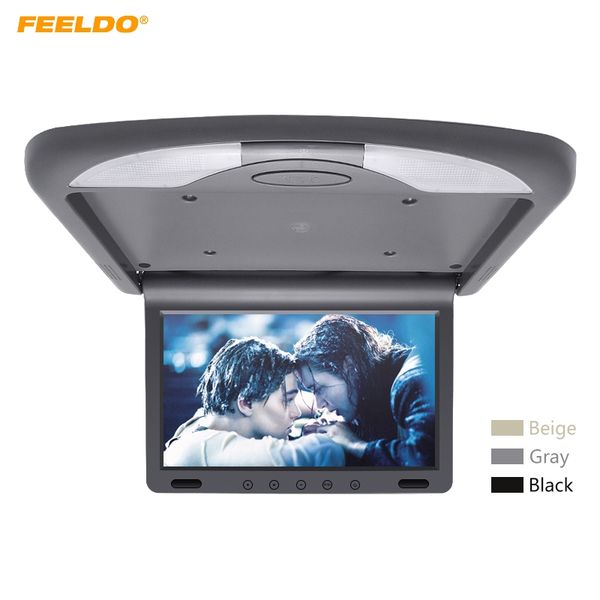 

feeldo 10.1 inch car roof mounted tft lcd monitor 2-way video input flip down multimedia video ceiling roof mount display