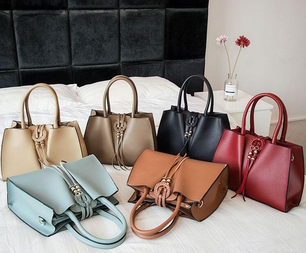 

3 piece composite bag women handbags shipping bag big shoulder bags pure color