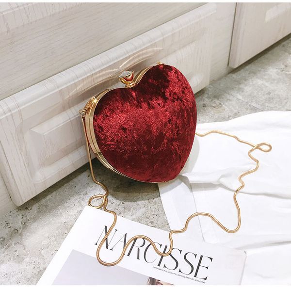 

new heart women's handbag fashion plush rhinestone lady designer handbag shoulder plush chain bag crossbody bag woman gift
