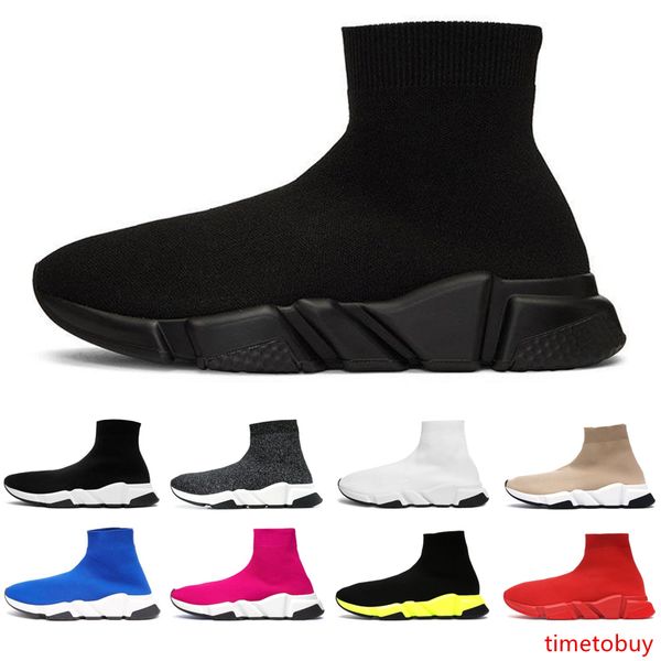

2020 designer sock shoes fashion luxury men women sneakers triple black white graffiti beige yellow speed trainer mens casual sports shoe