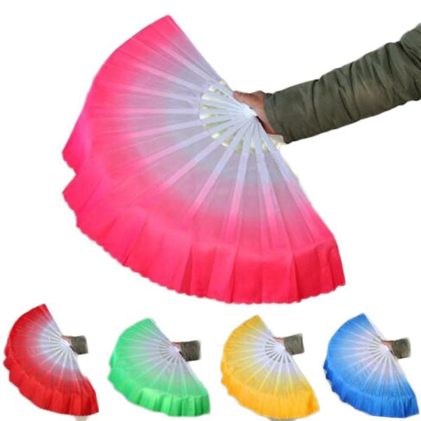 Fan di danza Moda Sfumatura di colore Cinese Reale Seta Velo da ballo Fan KungFu Fan di danza del ventre per la festa nuziale Regalo di favore