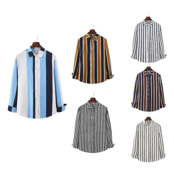 

man long sleeve leisure time will code stripe shirt self-cultivation business affairs shirt male, White;black