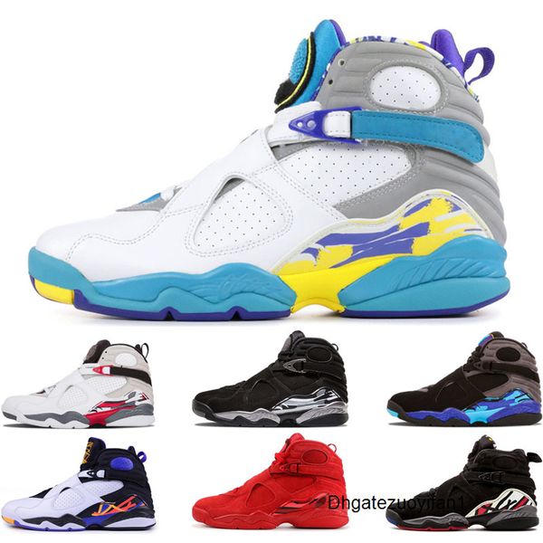 

2020 8s aqua white men basketball shoes designers chrome countdown pack playoff three peat valentines day mens sports sneaker shoes 40-47