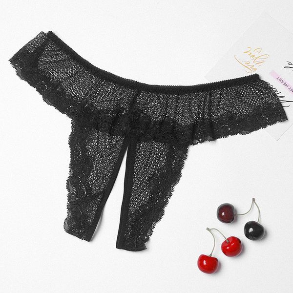 

xl-3xl large size lace women's panties transparent erotic underwear open crotch briefs lingerie erotic clothes, Black;pink