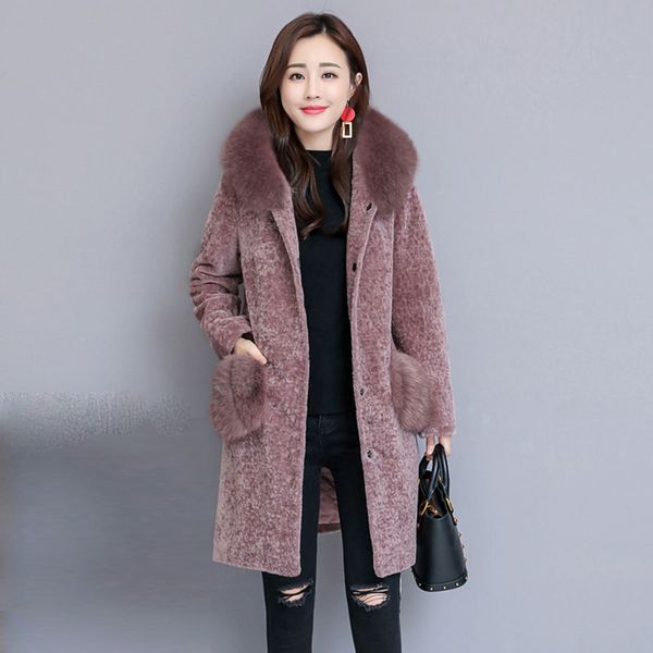 

2019 elegant shaggy women faux fur coat streetwear autumn winter warm plush teddy coat female plus size overcoat party coats, Black