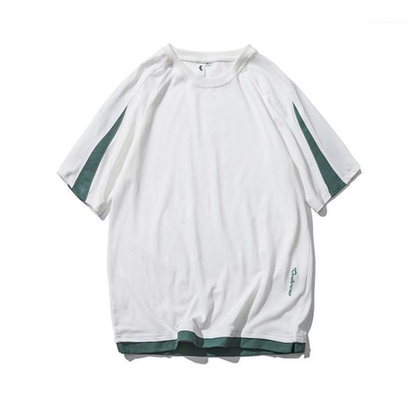 

short sleeve letter mens tshirts loose casual simplicity males clothing panelled print mens designer tshirts fashion, White;black