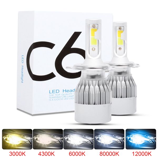 

dual color h1 h3 led headlight hulbs h7 led car lights h4 880 h11 hb3 9005 hb4 9006 h13 6000k 72w 12v 24v 8000lm auto headlamps