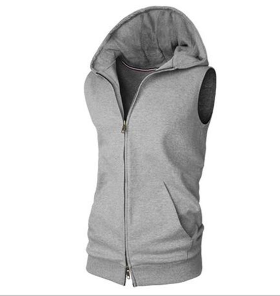 

sleeveless mens hoodie wear coat unique vest r cardigan sport sweatershirt solid color clothing wholesale m-xxl, Black