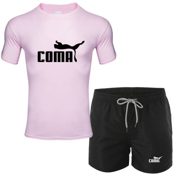 

2020 футболка мужская повседневная спортивная футболка + пляжные брюки мода лето хлопок с коротким рукавом спортивный костюм + шорты мужские, White;black