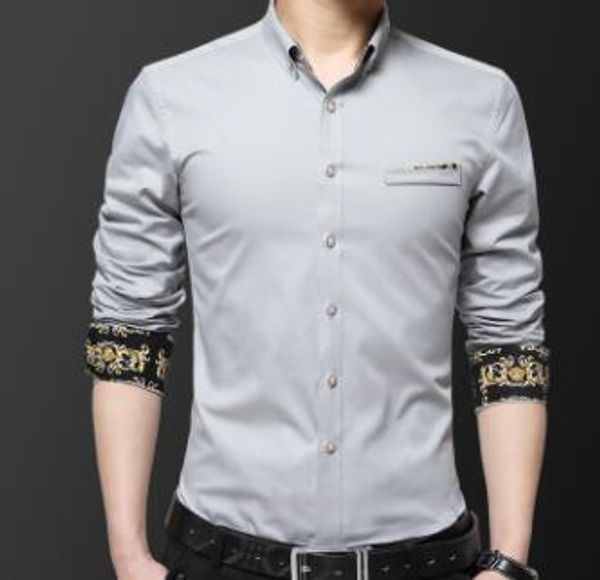 

мужской джентльмены мода бизнес рубашки платья вышивки цветка конструктора повседневная рубашка, White;black