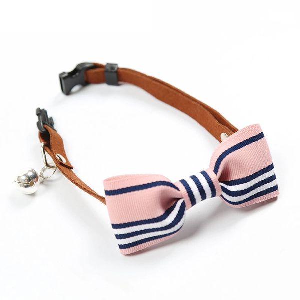 

lovely bowknot pets cat collar striped small dogs necklace bells soft material cats and dog universal bow tie collars