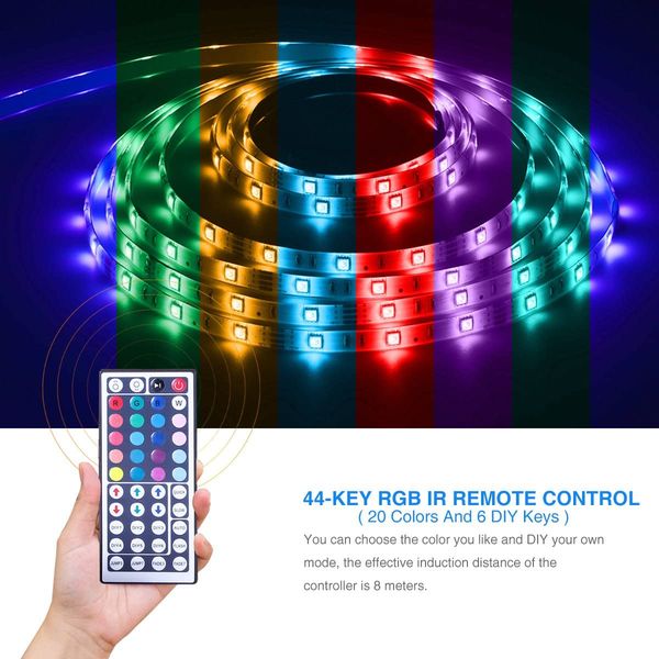 

superiority led strip lights rgb 16.4ft/5m smd 5050 dc12v flexible les strips lights 50led/meter 16different static colors