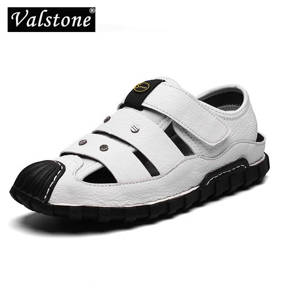 

valstone summer men sandals sneakers comfortable soft casual breathable high-quality non-slip roman-style handmade slippers new, Black